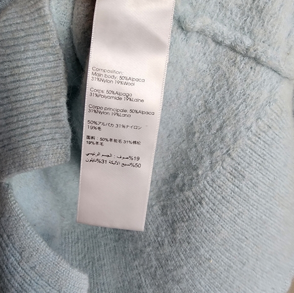 3.1 Phillip Lim Lofty Alpaca Blend Shirred Sleeve Cardigan In Ice Blue Women's M - Picture 11 of 13